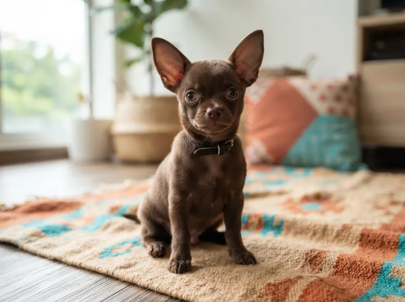 Solid chocolate smooth-coat Chihuahua puppy for sale in Singapore