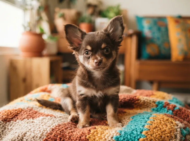 Chocolate and tan long-coat Chihuahua puppy for sale in Singapore
