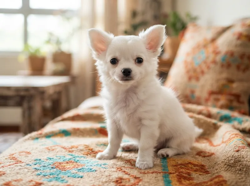 White long-coat Chihuahua puppy for sale in Singapore